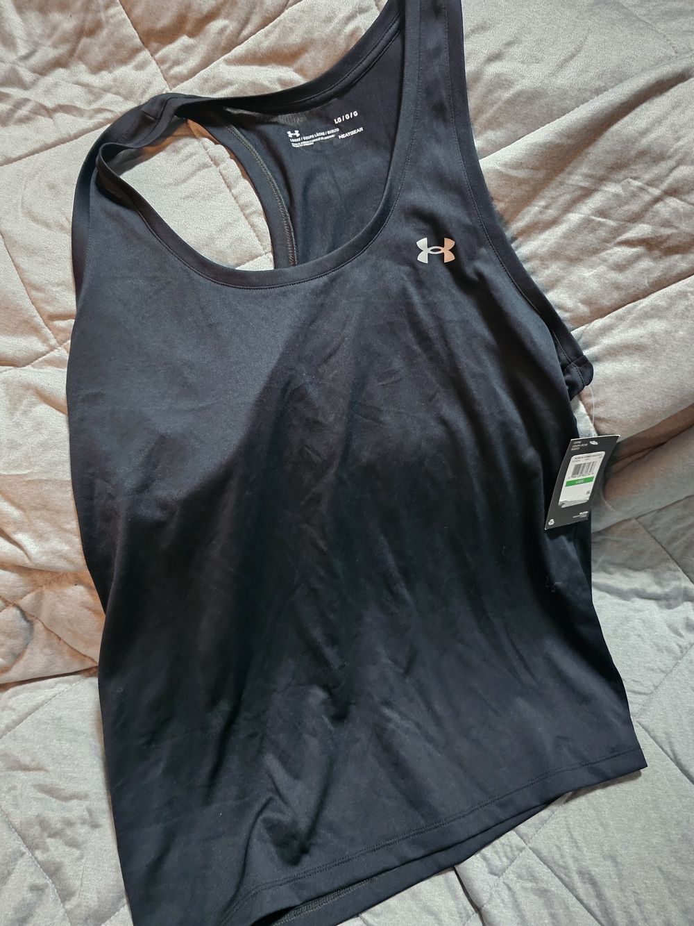 Under Armour Black Racerback Tank with Silver Logo